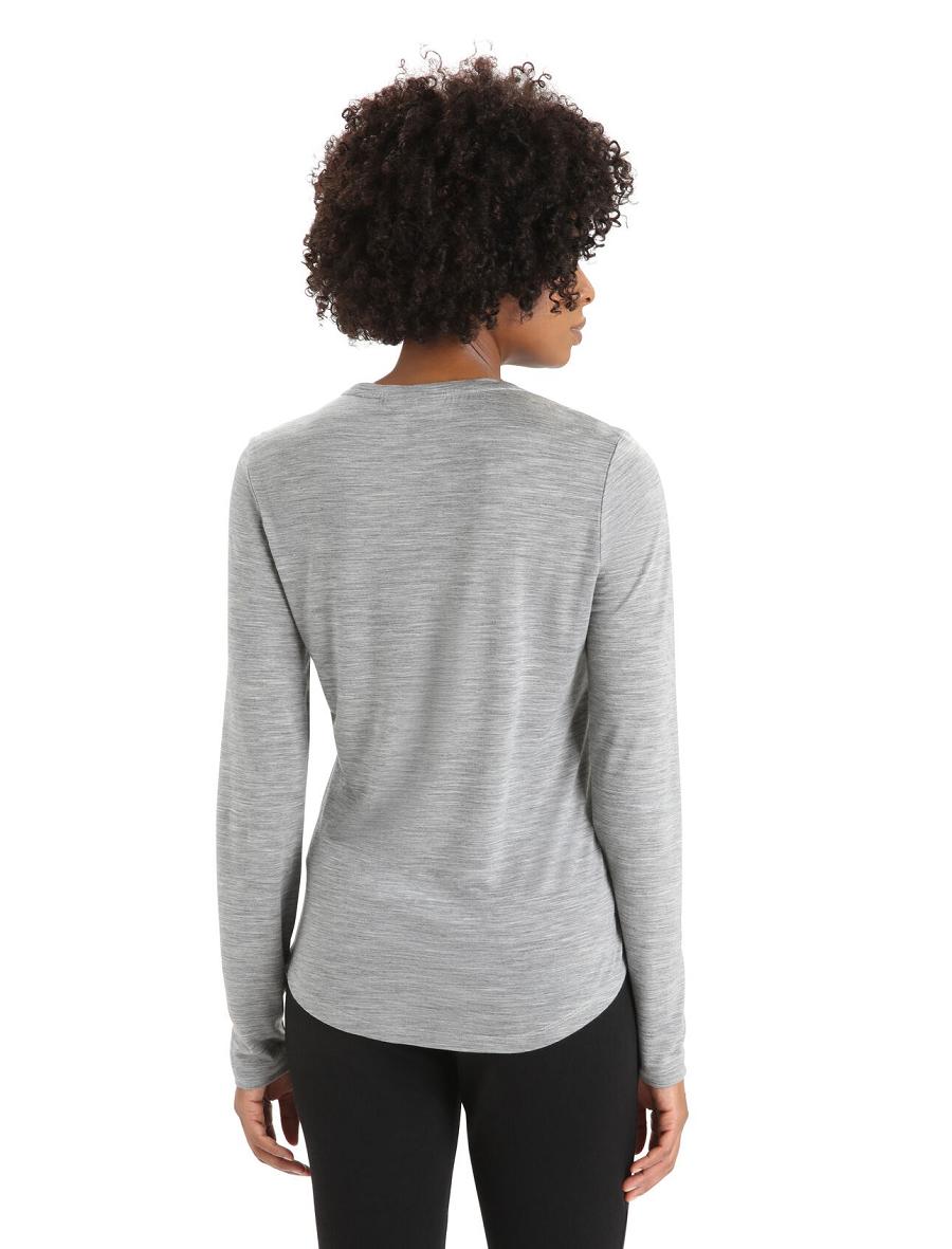 Women's Icebreaker Merino Sphere II T-Shirt Long Sleeve Metro Heather | CA 1304SGLO